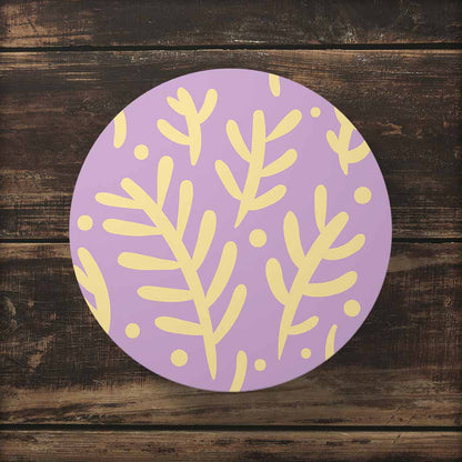 Branch And Leaves Organic Pattern Block Style Tea Coaster