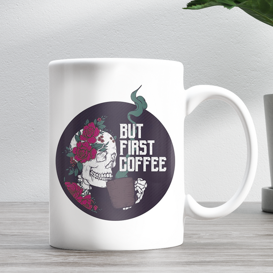 But First Coffee Funny Skull 11oz Ceramic Mug