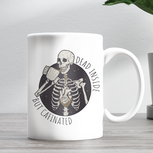 Dead Inside But Cafinated Skull 11oz Ceramic Mug